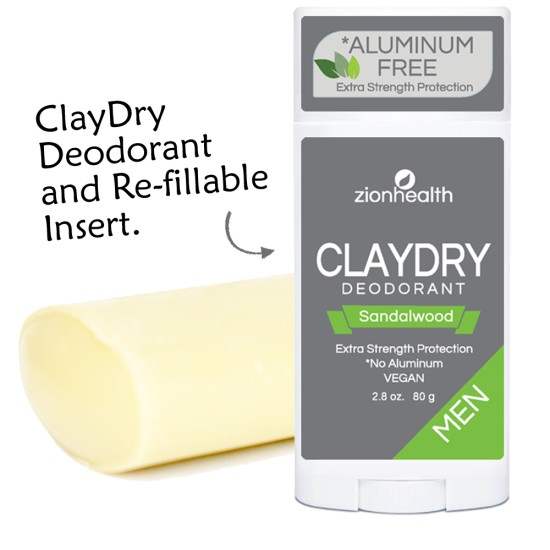 Clay Dry Deodorant + Re-Fill INSERT Kit – Sandalwood Men image