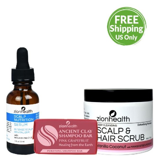 Scalp Nutrition Serum + Scalp & Hair Scrub + New Pink Grapefruit Shampoo Bar Image