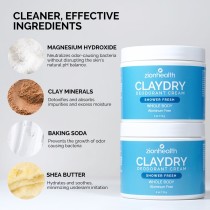 CLAYDRY™ CREAM Shower Fresh aluminum-free whole body deodorant cream 4 oz