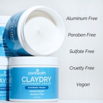 CLAYDRY™ CREAM Shower Fresh aluminum-free whole body deodorant cream 4 oz