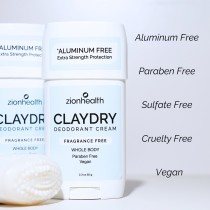 CLAYDRY™ CREAM Fragrance Free aluminum-free whole body deodorant cream 2.3 oz