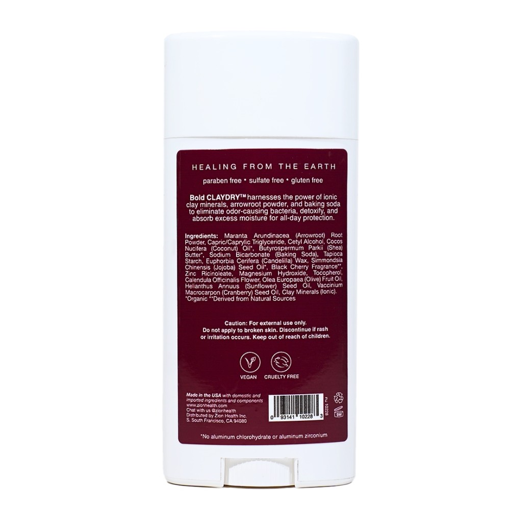 CLAYDRY™ BOLD Black Cherry aluminum-free natural deodorant 2.8 oz