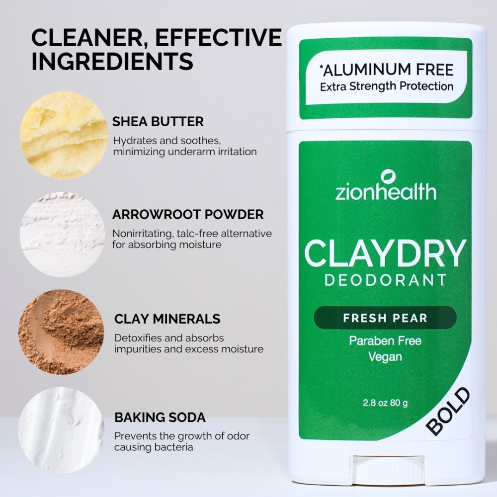 CLAYDRY™ BOLD Fresh Pear aluminum-free natural deodorant 2.8 oz
