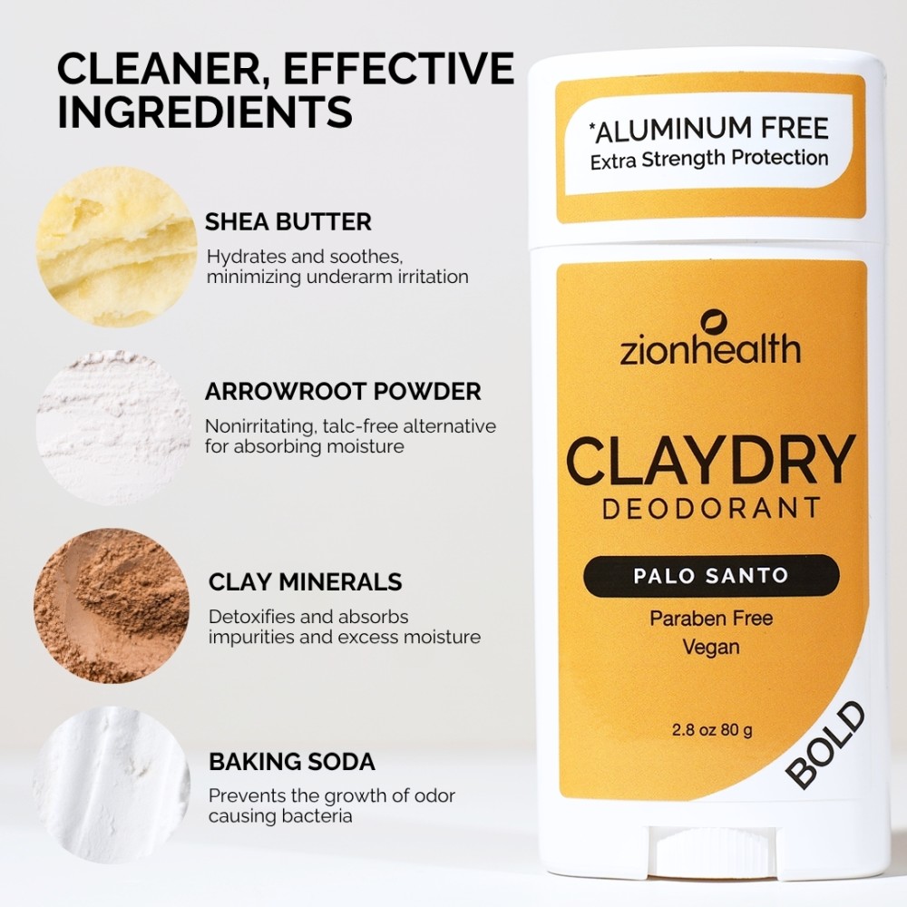 CLAYDRY™ BOLD Palo Santo aluminum-free natural deodorant 2.8 oz