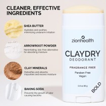 CLAYDRY™ BOLD Fragrance Free aluminum-free natural deodorant 2.8 oz