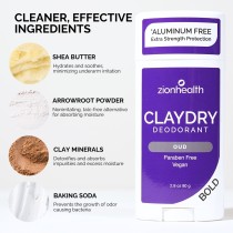CLAYDRY™ BOLD Oud aluminum-free natural deodorant 2.8 oz