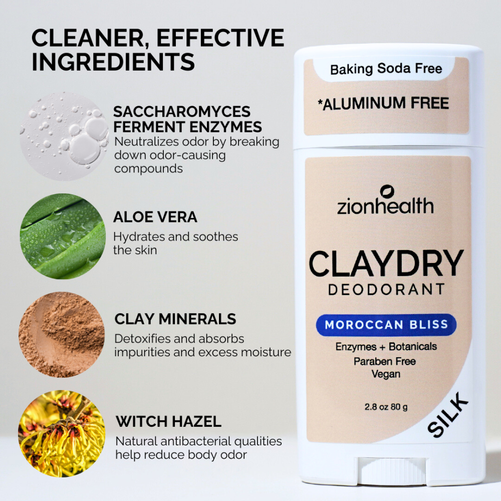 CLAYDRY™ SILK Moroccan Bliss baking soda-free aluminum-free natural deodorant 2.8 oz