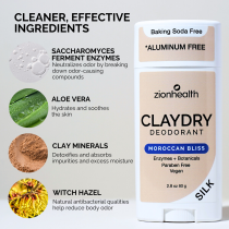 CLAYDRY™ SILK Moroccan Bliss baking soda-free aluminum-free natural deodorant 2.8 oz