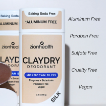 CLAYDRY™ SILK Moroccan Bliss baking soda-free aluminum-free natural deodorant 2.8 oz