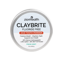 Zion Health CLAYBRITE® 3 X 30 Fresh Mint Tooth Powder with hydroxyapatite, xylitol, powdered MCT, and ionic clay minerals