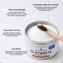 Zion Health CLAYBRITE® 3 X 30 Fresh Mint Tooth Powder with hydroxyapatite, xylitol, powdered MCT, and ionic clay minerals