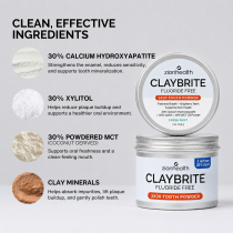 Zion Health CLAYBRITE® 3 X 30 Fresh Mint Tooth Powder with hydroxyapatite, xylitol, powdered MCT, and ionic clay minerals