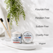 Zion Health CLAYBRITE® 3 X 30 Fresh Mint Tooth Powder with hydroxyapatite, xylitol, powdered MCT, and ionic clay minerals