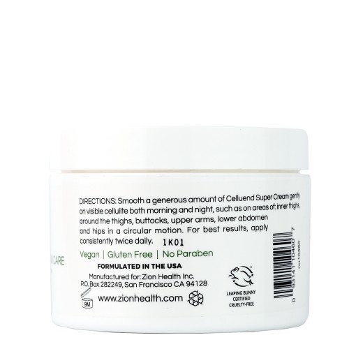 Zion Health Celluend Super Cream Anti-Cellulite + Hydration Care 8oz