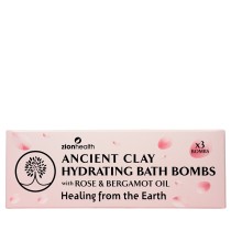 Ancient Clay Hydrating Bath Bombs with Rose & Bergamot Oil - 3 Bath Bombs Per Box image