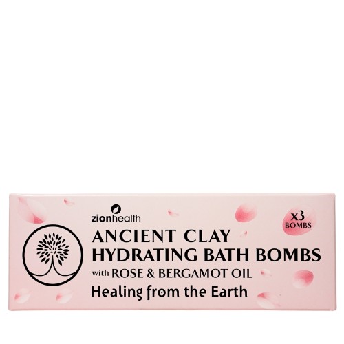 Ancient Clay Hydrating Bath Bombs with Rose &  Bergamot Oil - 3 Bath Bombs Per Box