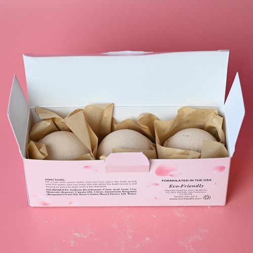 Ancient Clay Hydrating Bath Bombs with Rose &  Bergamot Oil - 3 Bath Bombs Per Box