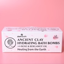 Ancient Clay Hydrating Bath Bombs with Rose & Bergamot Oil - 3 Bath Bombs Per Box image