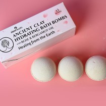 Ancient Clay Hydrating Bath Bombs with Rose & Bergamot Oil - 3 Bath Bombs Per Box image